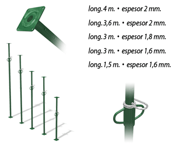 1,5 m. x 1,6 mm. espesor. 3 m. x 1,6 mm. espesor. 3 m. x 1,8 mm. espesor. 3,6 m. x 2 mm. espesor. 4 m. x 2 mm. espesor.